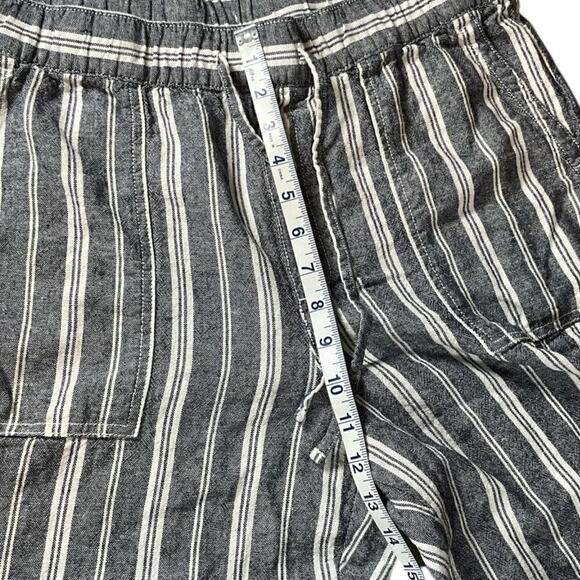 GAP Women's Crop Wide Leg Pants Blue & White Pin StripeSize Large Linen Blend - Picture 9 of 10